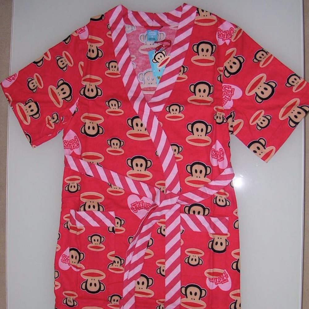 GENUINE PAUL FRANK FLANNEL MARGOT ROBE RED SIZE L